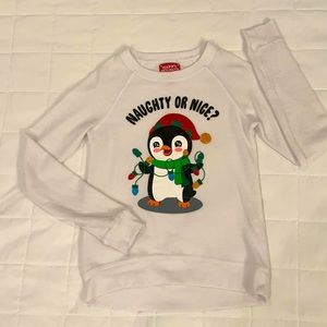 Cute Ugly Christmas Sweater ladies Xs or Size Youth Large 12/14 holiday penguin